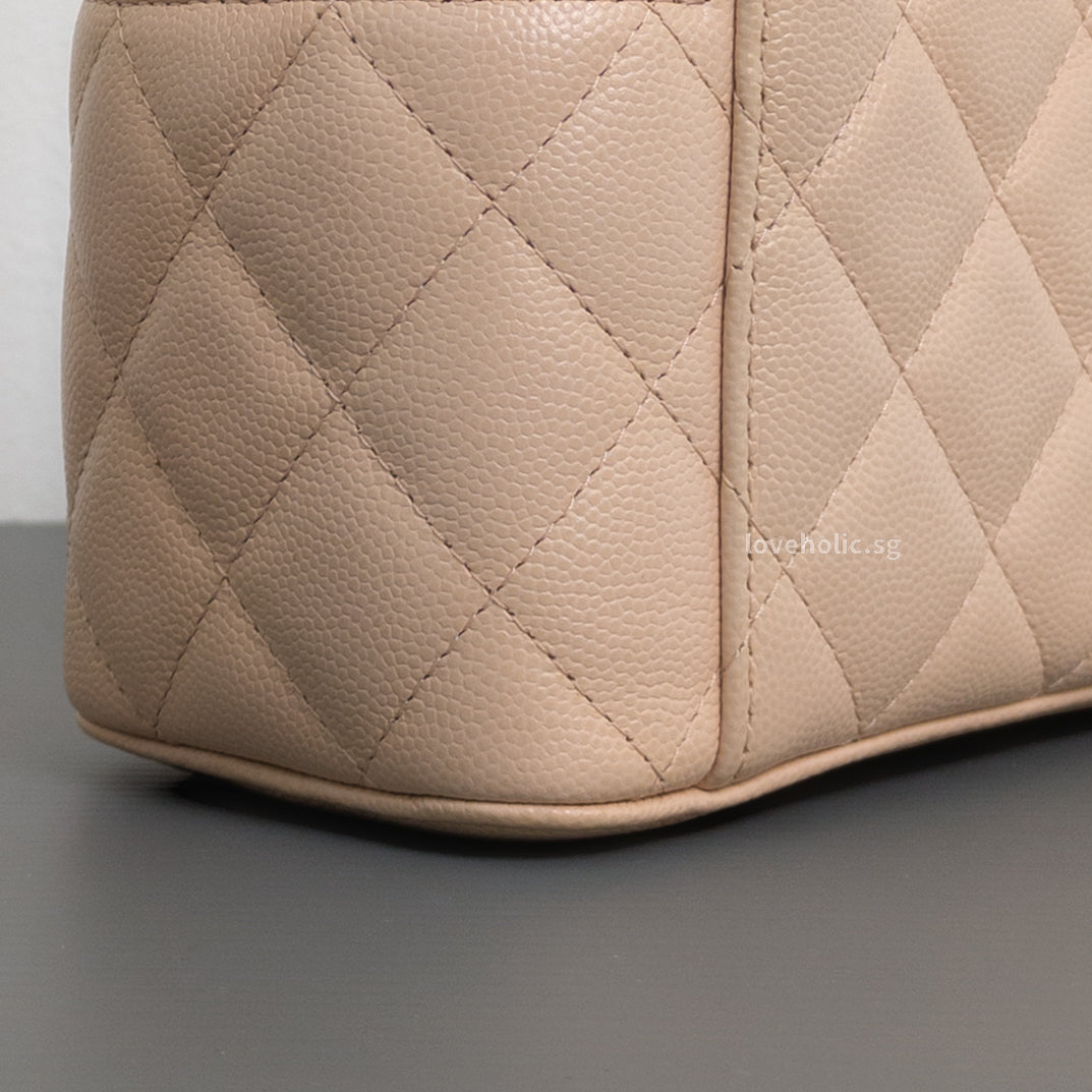 Chanel Vanity Bag with Chain Beige Caviar Light Gold Hardware-details
