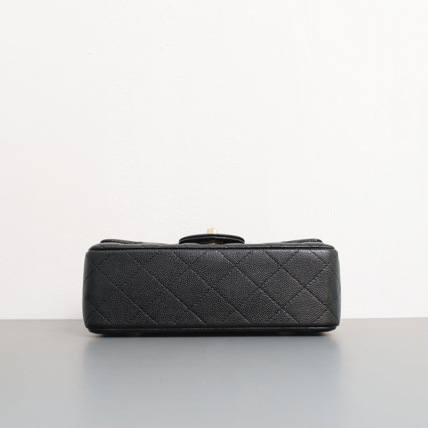 Chanel Mini Rectangle 17B Black Caviar Light Gold Hardware-details