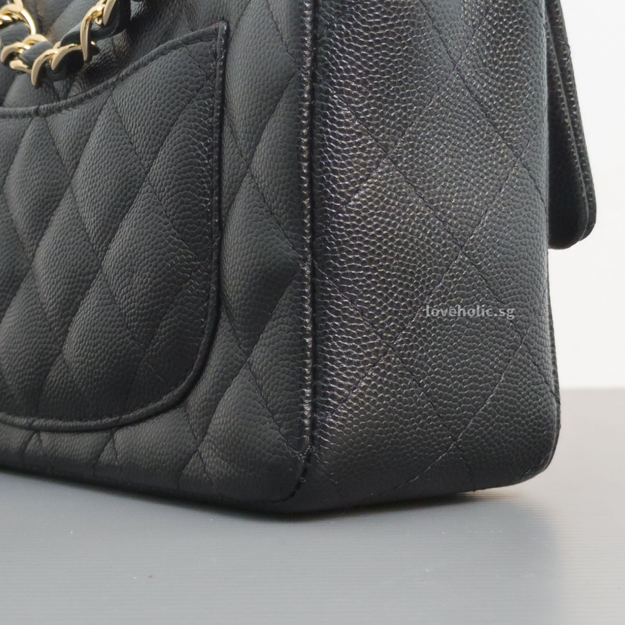 Chanel Mini Rectangle 17B Black Caviar Light Gold Hardware-details
