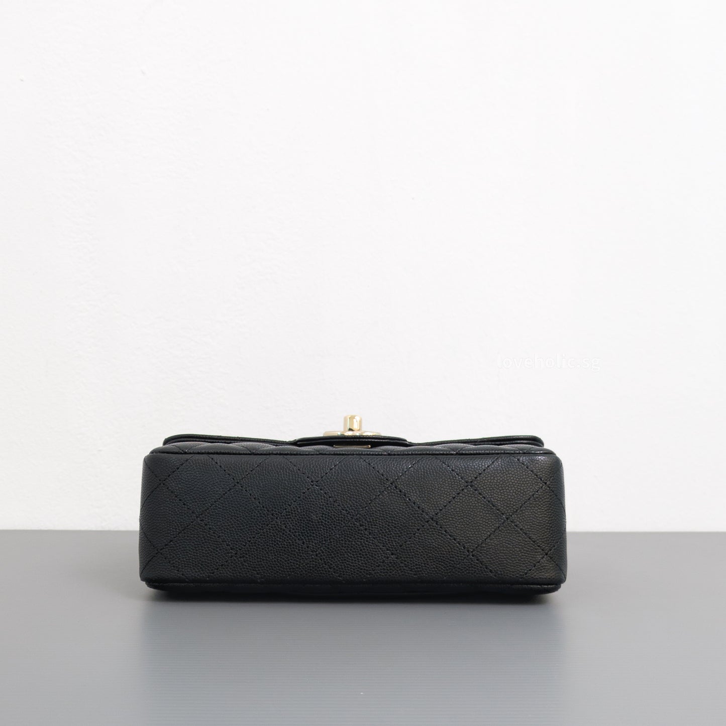 Chanel Mini Rectangle 17C Black Caviar Light Gold Hardware-details