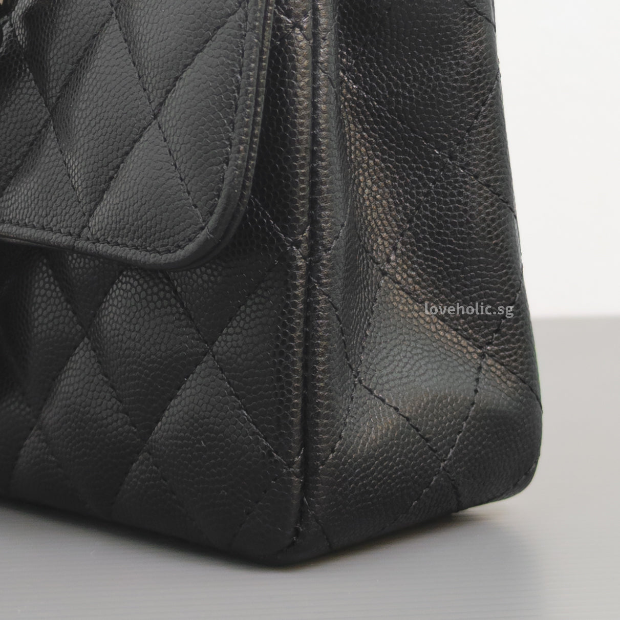 Chanel Mini Rectangle 17C Black Caviar Light Gold Hardware-details
