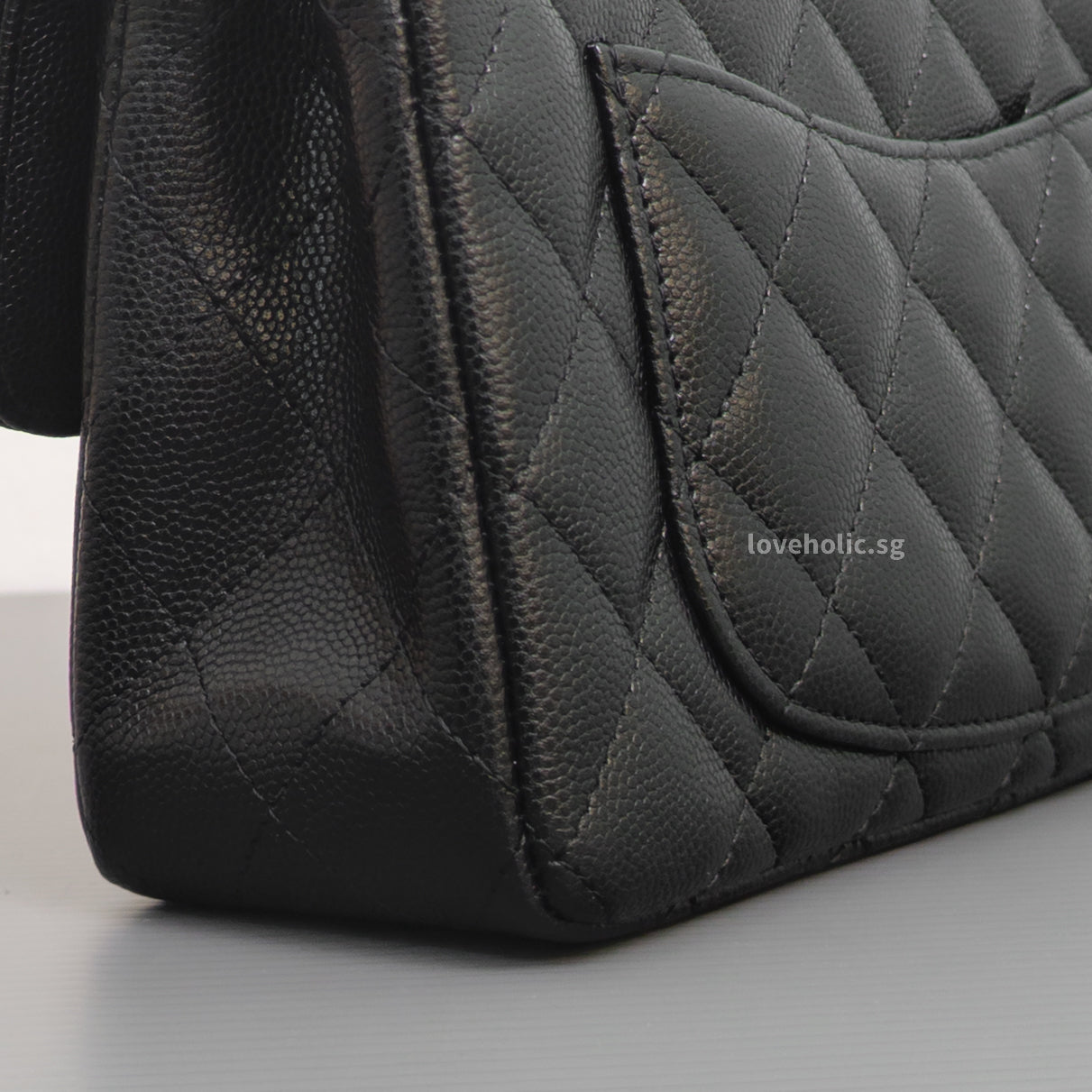 Chanel Mini Rectangle 17C Black Caviar Light Gold Hardware-details