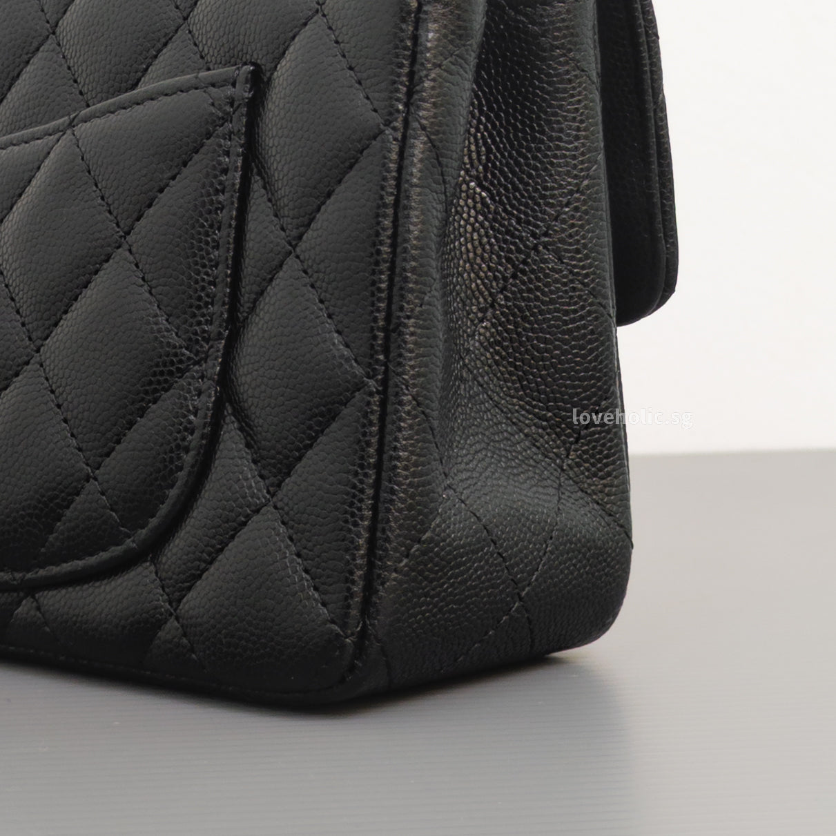 Chanel Mini Rectangle 17C Black Caviar Light Gold Hardware-details