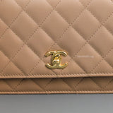 Chanel Top Handle Wallet On Chain 23B Dark Beige Lambskin Gold Hardware-details