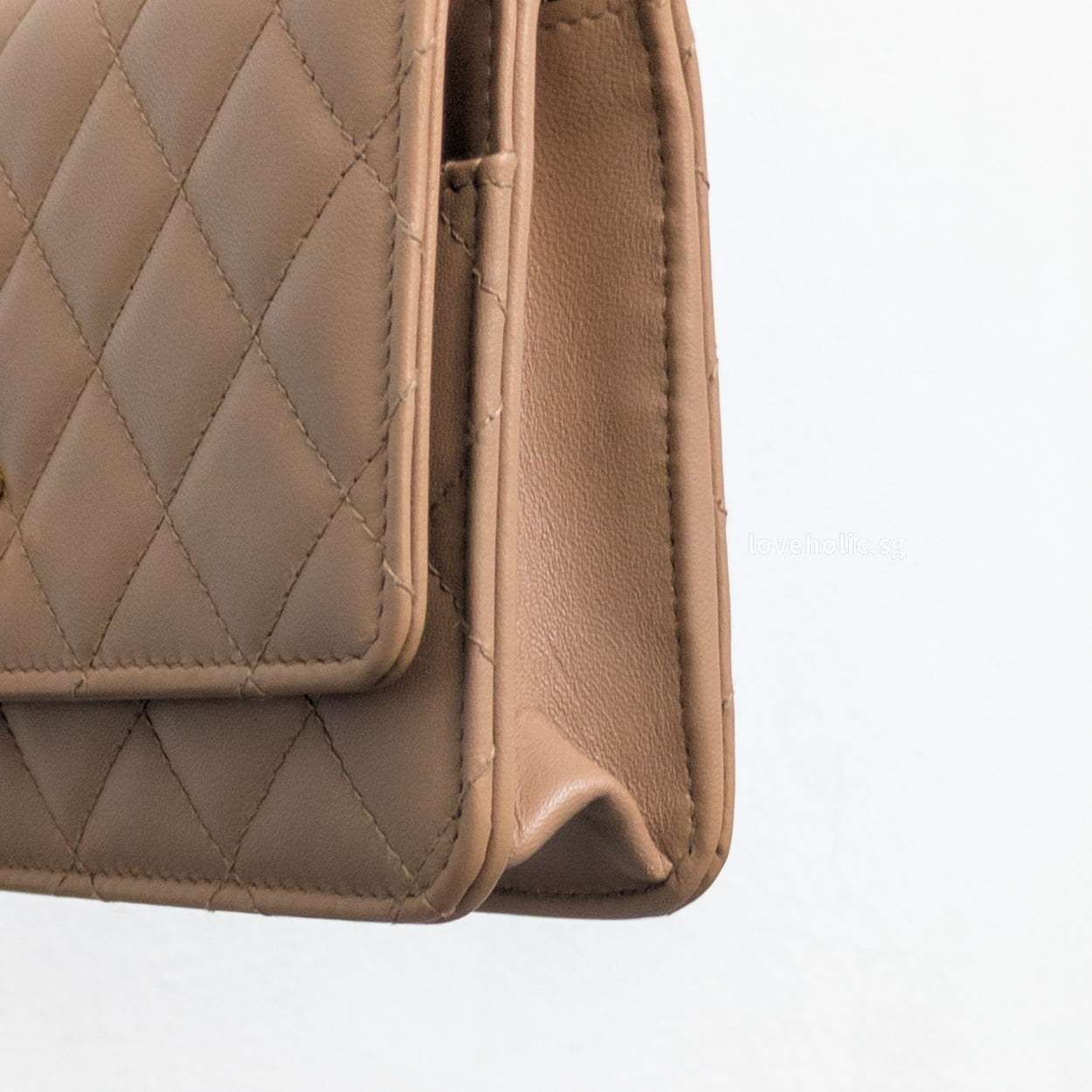 Chanel Top Handle Wallet On Chain 23B Dark Beige Lambskin Gold Hardware-details
