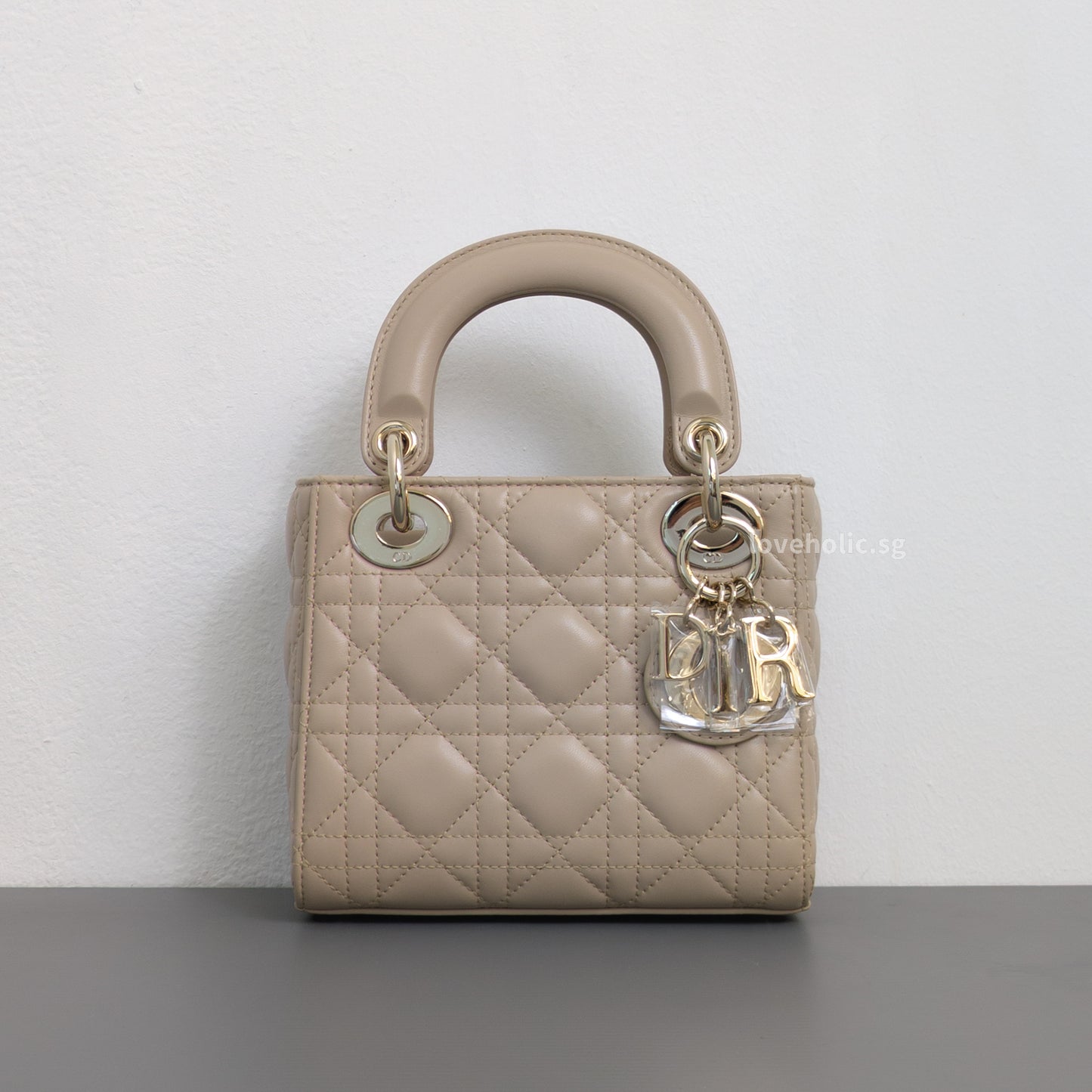 Dior Lady Dior Mini | Powder Beige Lambskin Light Gold Hardware-front1