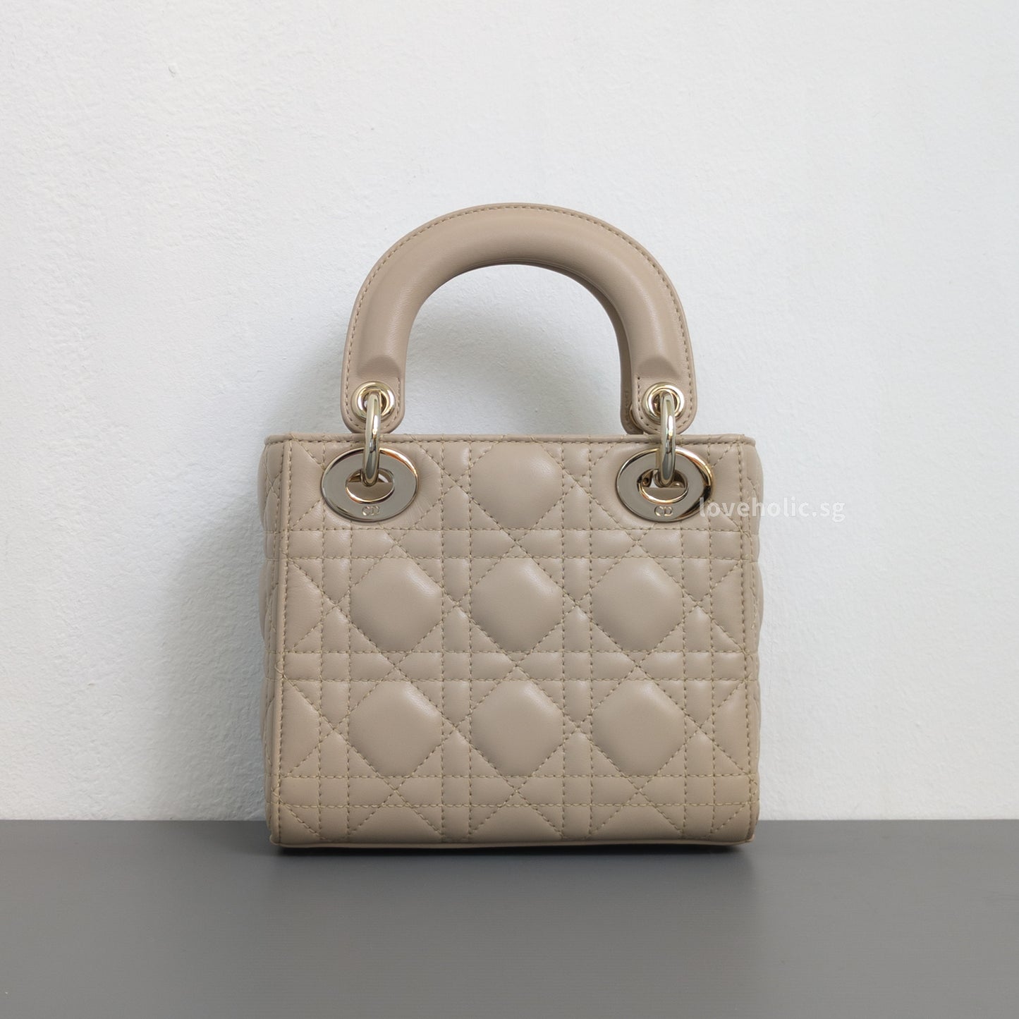 Dior Lady Dior Mini | Powder Beige Lambskin Light Gold Hardware-back