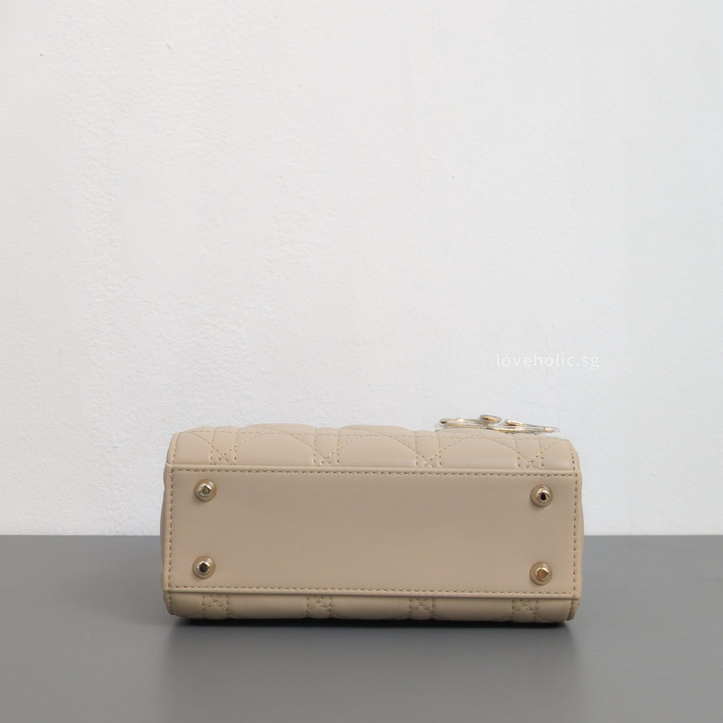 Dior Lady Dior Mini | Powder Beige Lambskin Light Gold Hardware-details