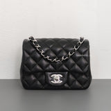 Chanel Classic Flap Mini Square | Black Caviar Silver Hardware-front1