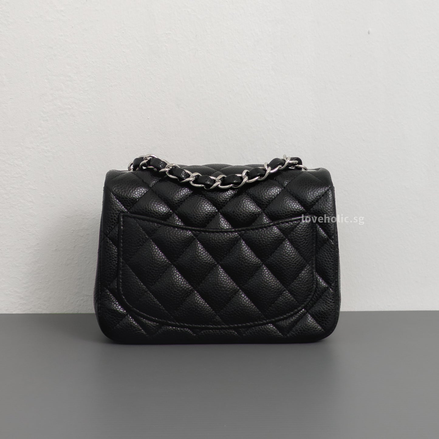 Chanel Classic Flap Mini Square | Black Caviar Silver Hardware-back