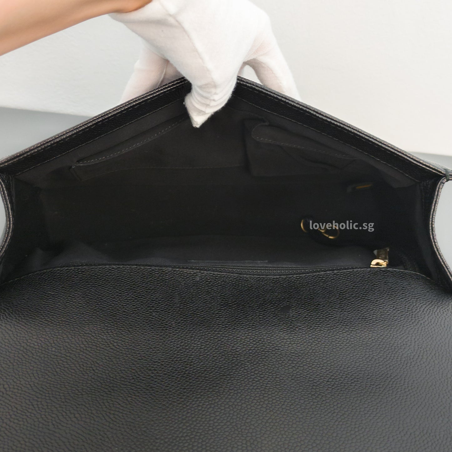 Chanel Boy Large | Black Caviar Brushed Gold Hardware-details