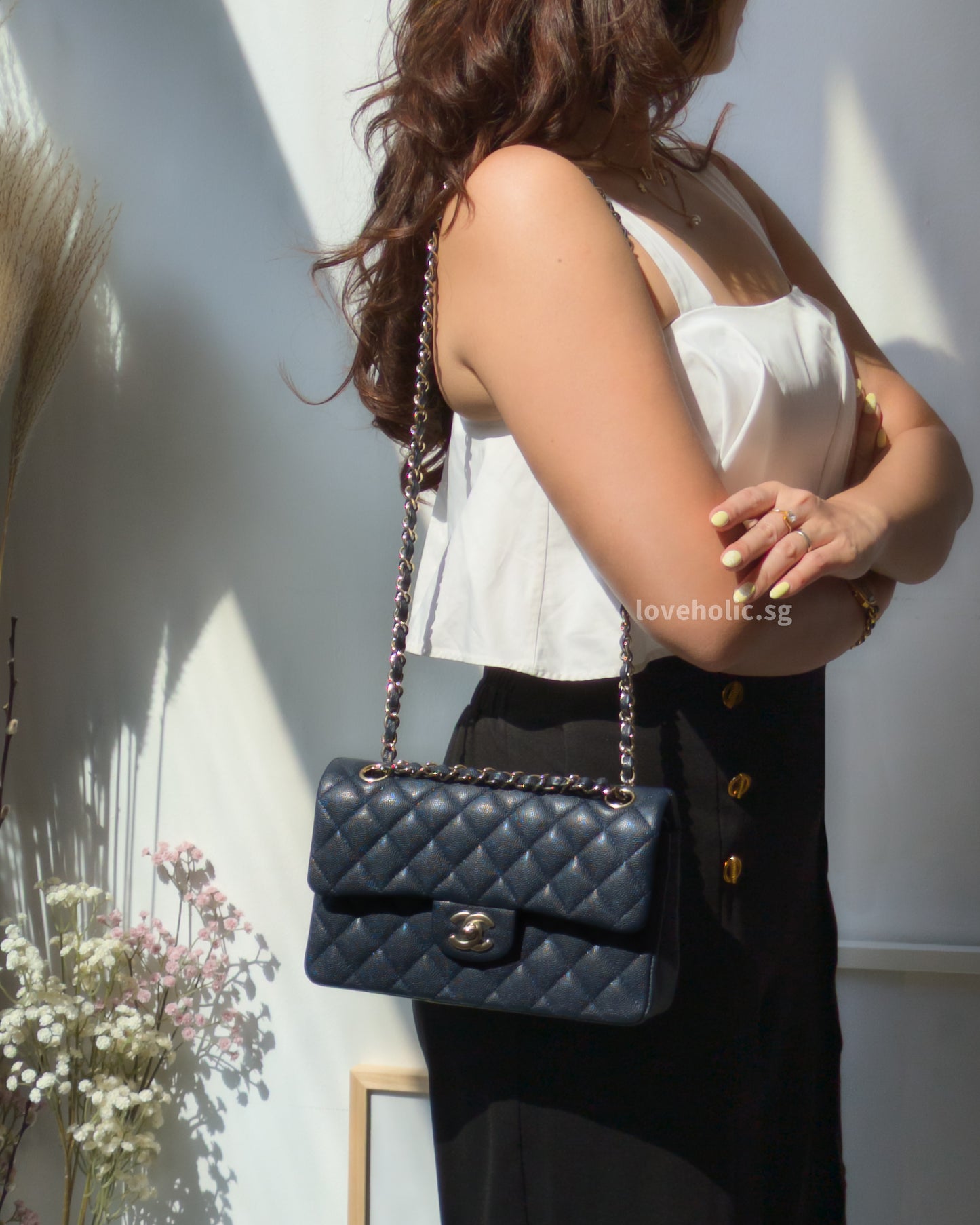 Chanel Classic Flap Small | 18B Midnight Blue Caviar Gold Hardware-model