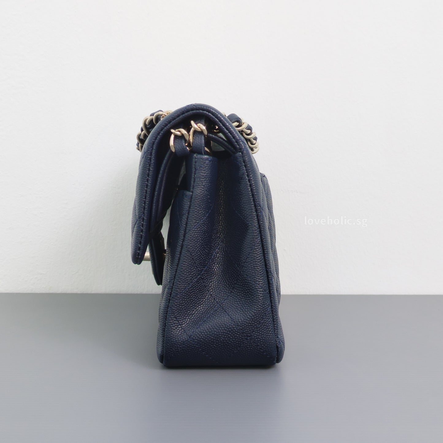 Classic Flap Small | 18B Midnight Blue Caviar Light Gold Hardware
