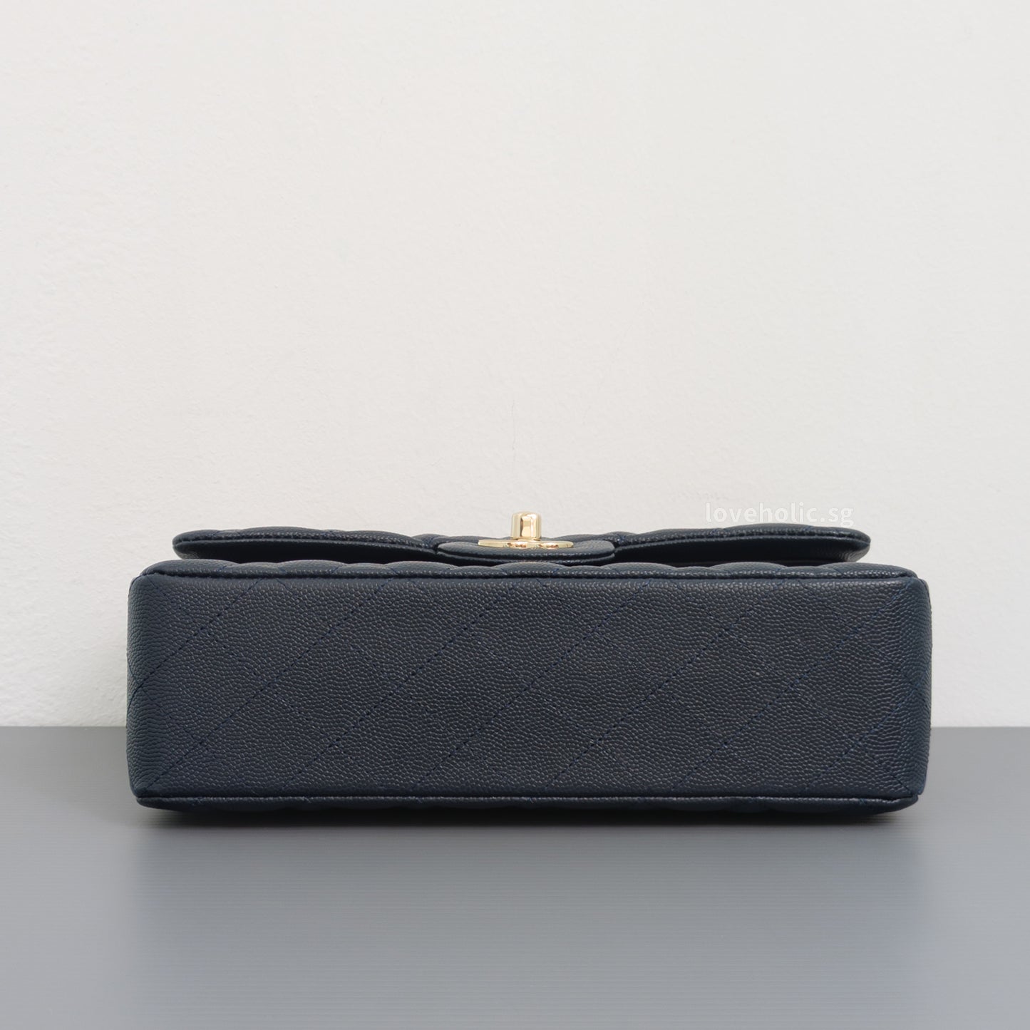Chanel Classic Flap Small | 18B Midnight Blue Caviar Gold Hardware-details