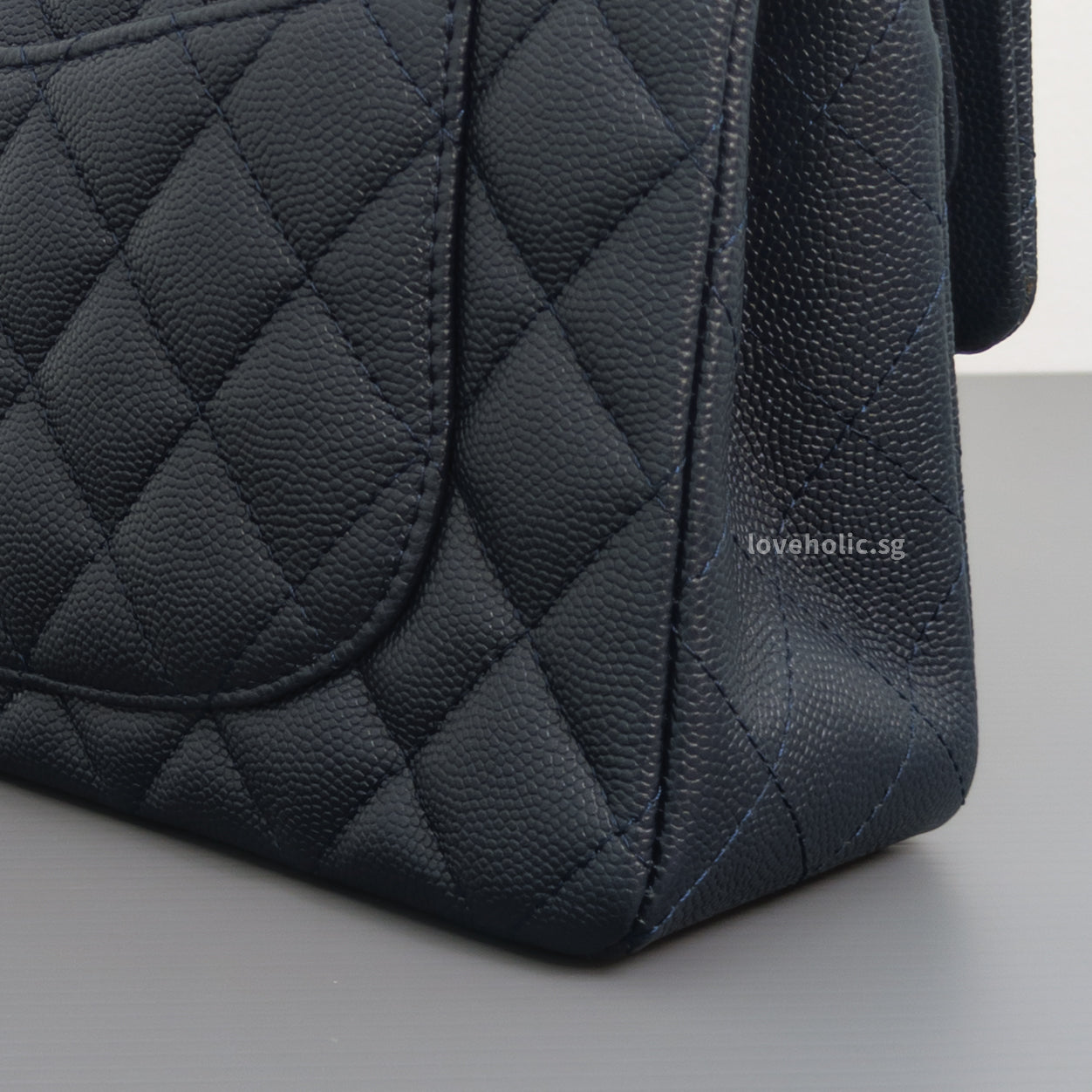 Chanel Classic Flap Small | 18B Midnight Blue Caviar Gold Hardware-details