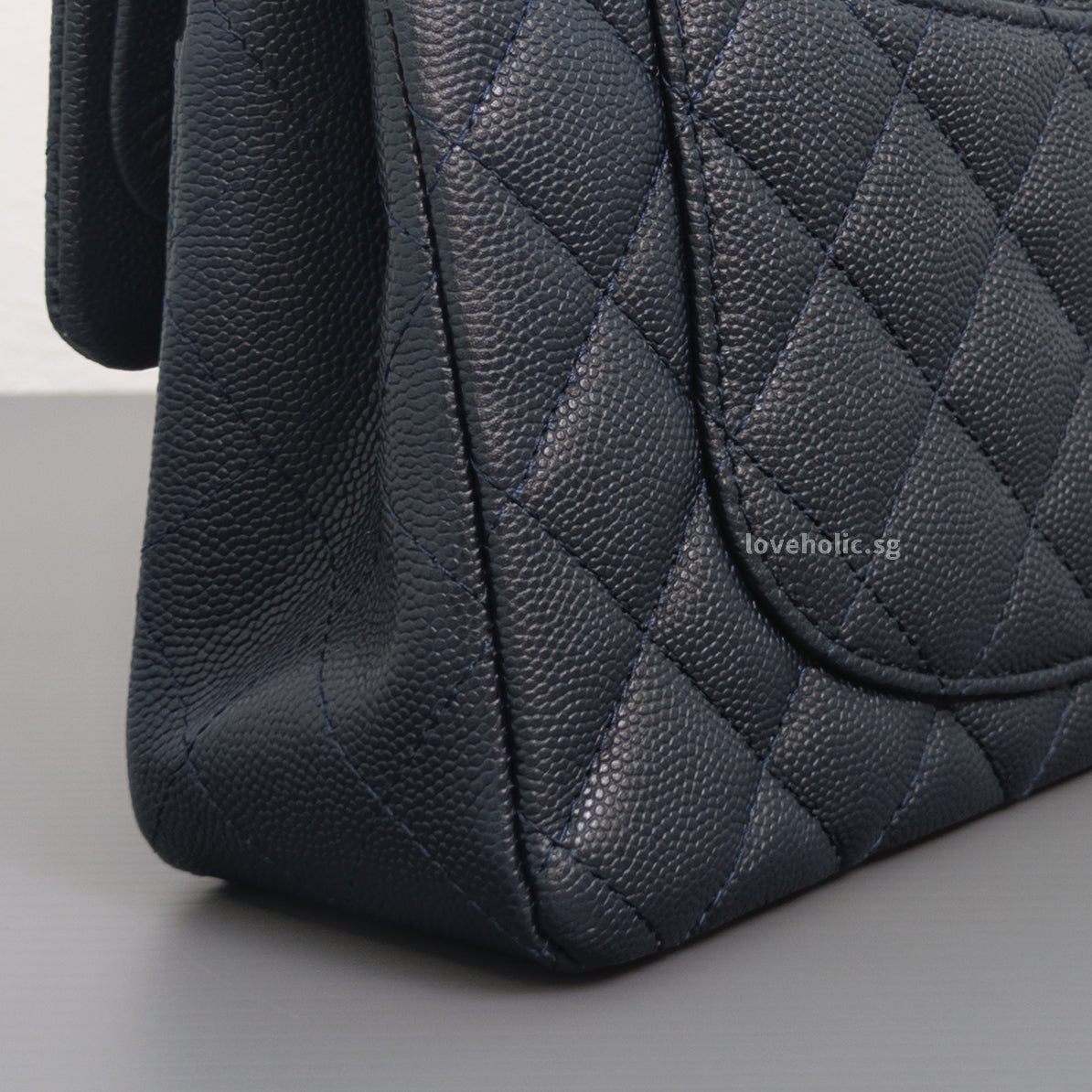 Chanel Classic Flap Small | 18B Midnight Blue Caviar Gold Hardware-details