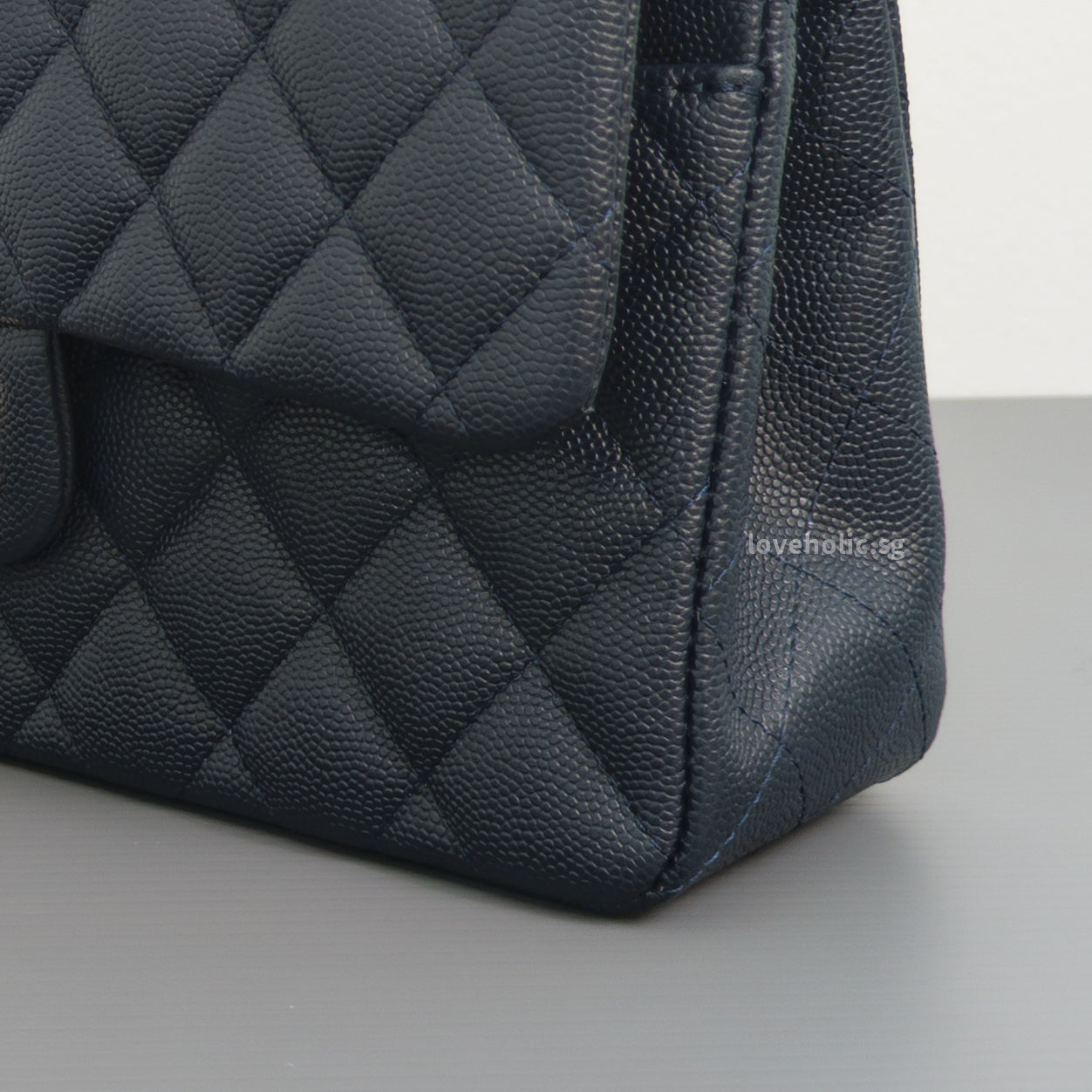 Chanel Classic Flap Small | 18B Midnight Blue Caviar Gold Hardware-details
