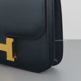Hermes Constance 18 Mini | 76 Indigo Blue Epsom Gold Hardware-details