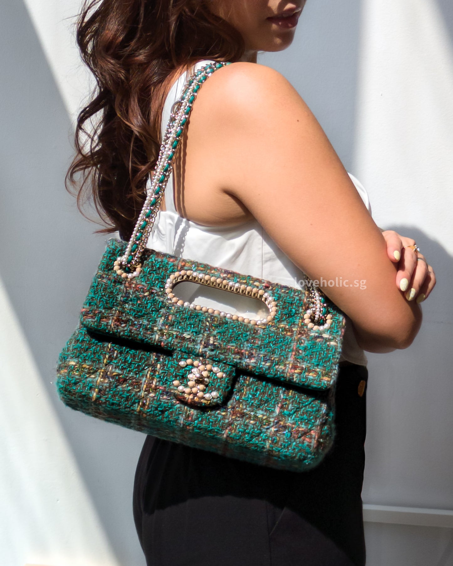 Chanel Flap Bag Metiers d'Art | Paris-Dakar Green Tweed Gold Hardware-model