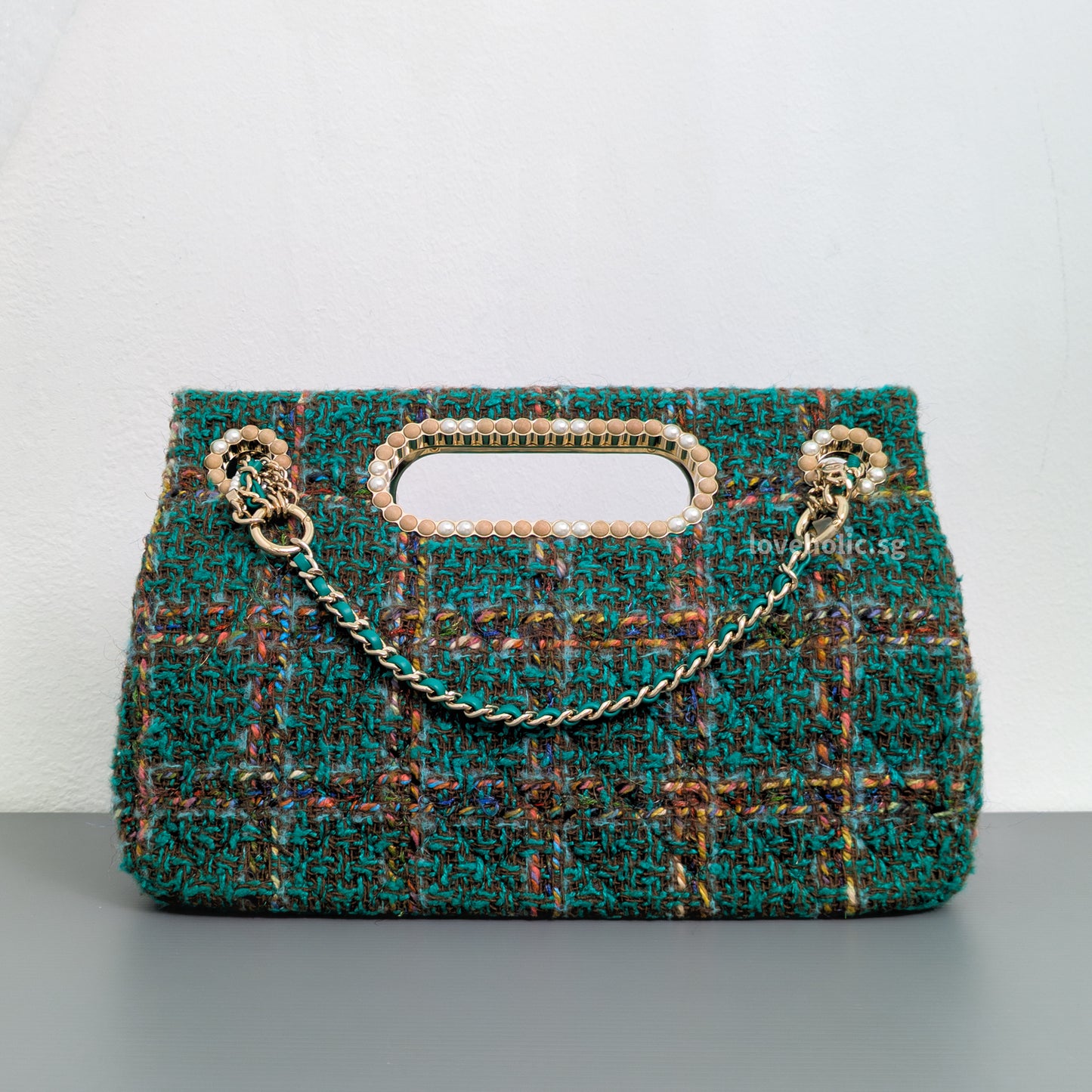 Chanel Flap Bag Metiers d'Art | Paris-Dakar Green Tweed Gold Hardware-back