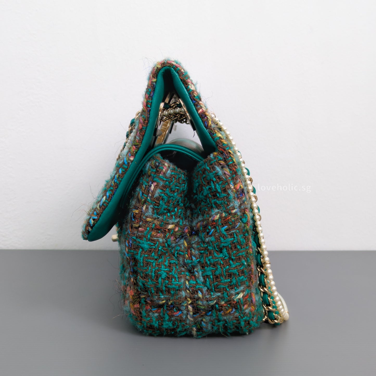 Chanel Flap Bag Metiers d'Art | Paris-Dakar Green Tweed Gold Hardware-side