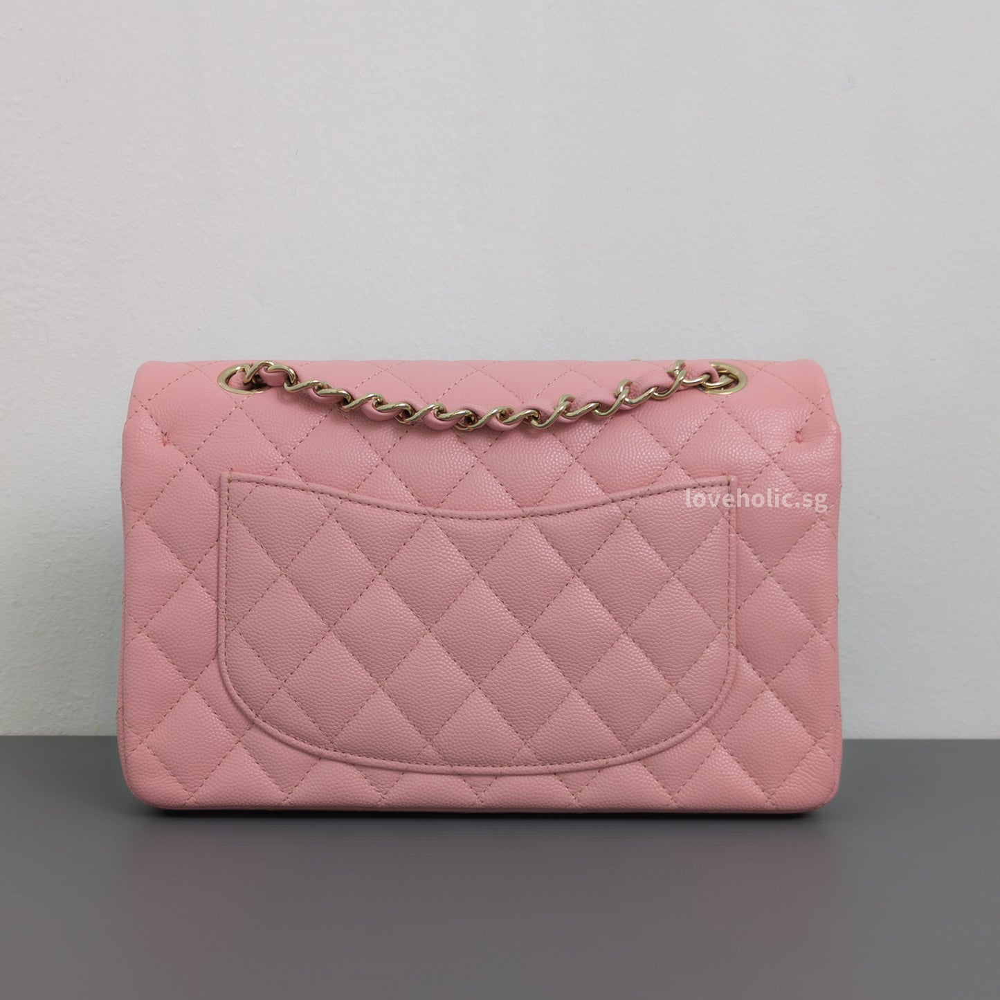 Chanel Classic Flap Small | 22C Sakura Pink Caviar Light Gold Hardware-back