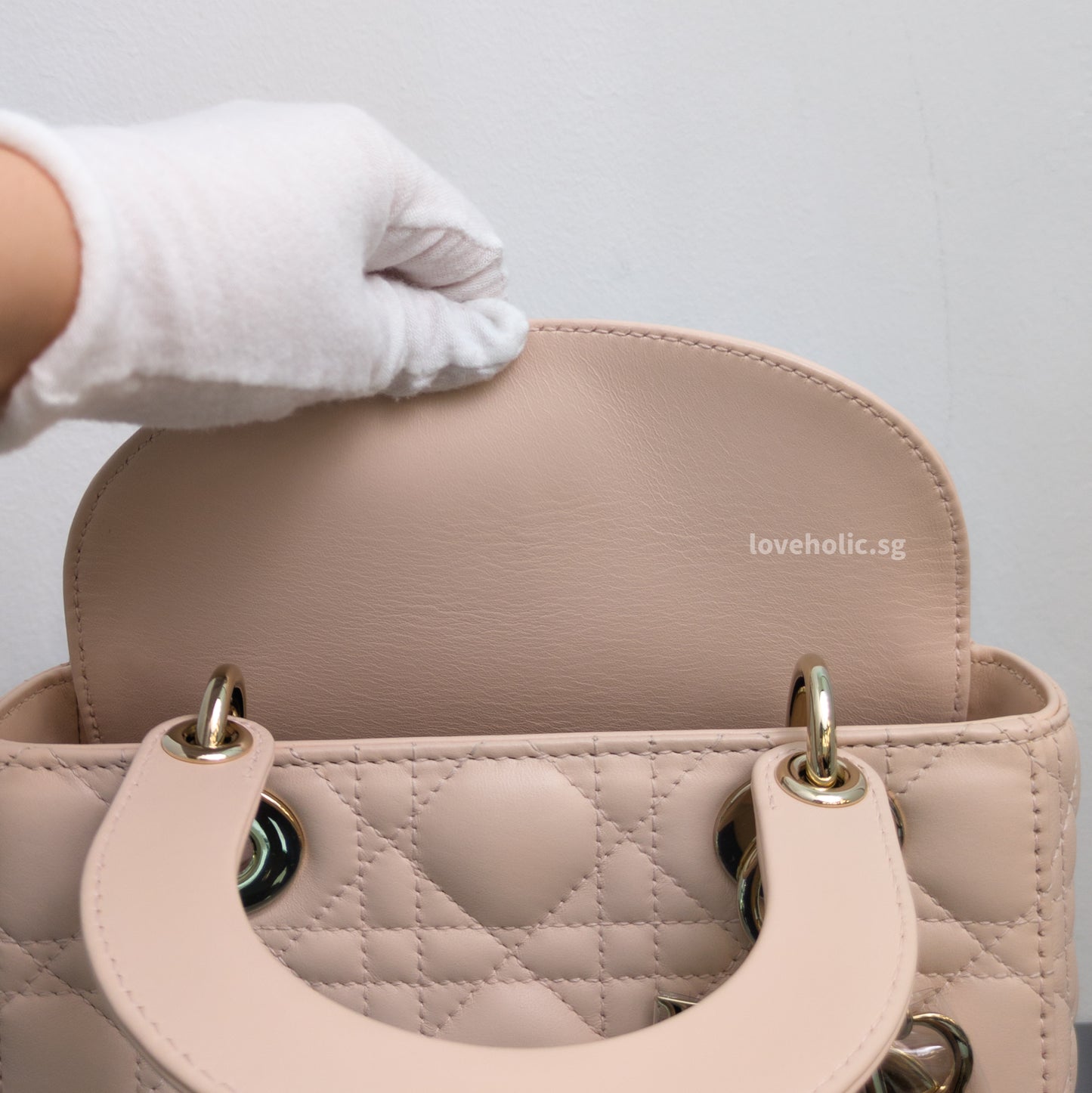 Dior My ABC Lady Dior Small | Powder Pink Lambskin Light Gold Hardware-details