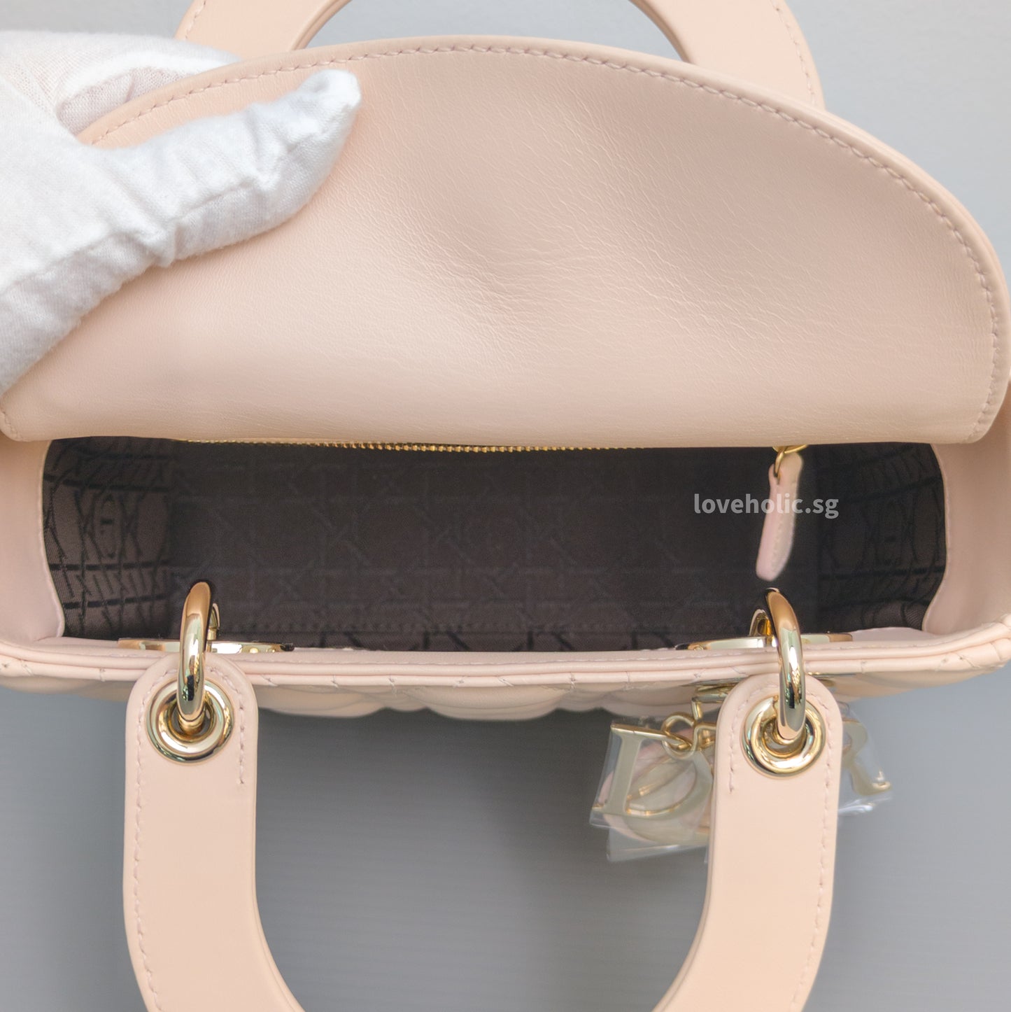 Dior My ABC Lady Dior Small | Powder Pink Lambskin Light Gold Hardware-details