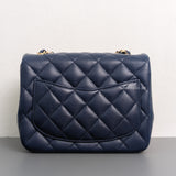Chanel Classic Flap Mini Square | 17B Navy Blue Caviar Light Gold Hardware-back