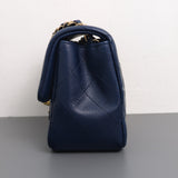 Chanel Classic Flap Mini Square | 17B Navy Blue Caviar Light Gold Hardware-details