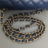 Chanel Classic Flap Mini Square | 17B Navy Blue Caviar Light Gold Hardware-details