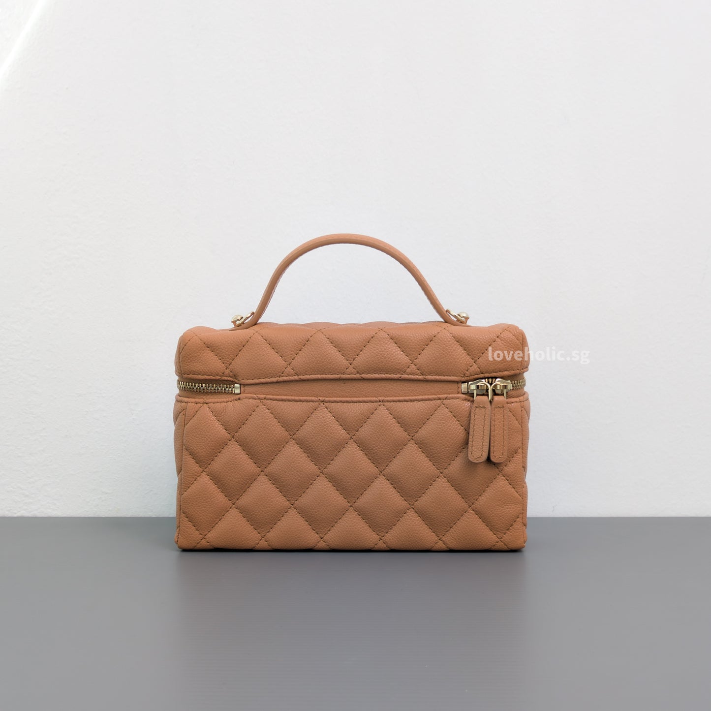 Chanel Top Handle Vanity On Chain LP | 25B Caramel Caviar Light Gold Hardware-back