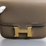 Hermes Constance Mini 18 | Etoupe Epsom Gold Hardware-details