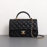 Chanel Mini Rectangle with Top Handle 21S Black Caviar Gold Hardware-front1