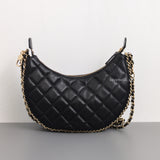 Chanel Half Moon Hobo Bag 23P Black Lambskin Light Gold Hardware-back