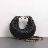 Chanel Half Moon Hobo Bag 23P Black Lambskin Light Gold Hardware-side