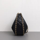 Chanel Half Moon Hobo Bag 23P Black Lambskin Light Gold Hardware-details