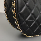 Chanel Half Moon Hobo Bag 23P Black Lambskin Light Gold Hardware-details