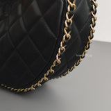 Chanel Half Moon Hobo Bag 23P Black Lambskin Light Gold Hardware-details