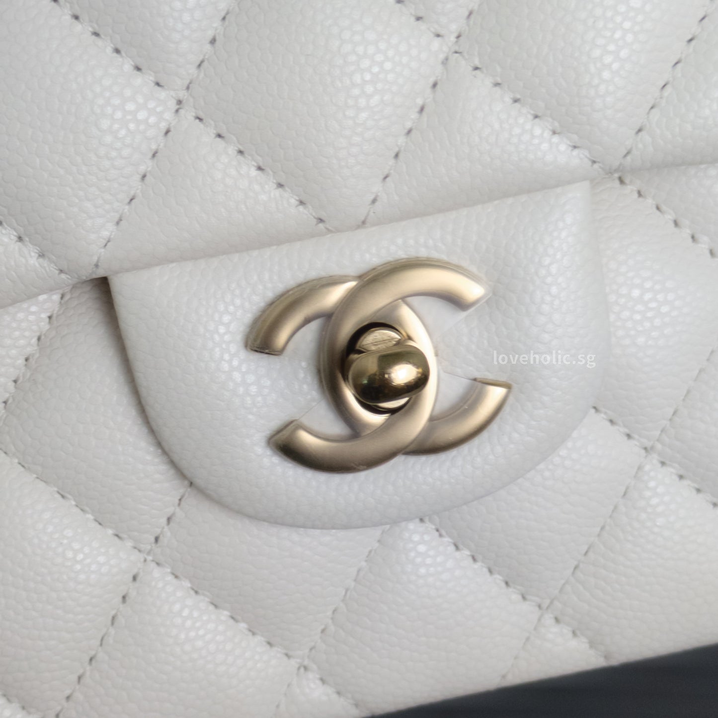 Classic Flap Small | White Caviar Light Gold Hardware