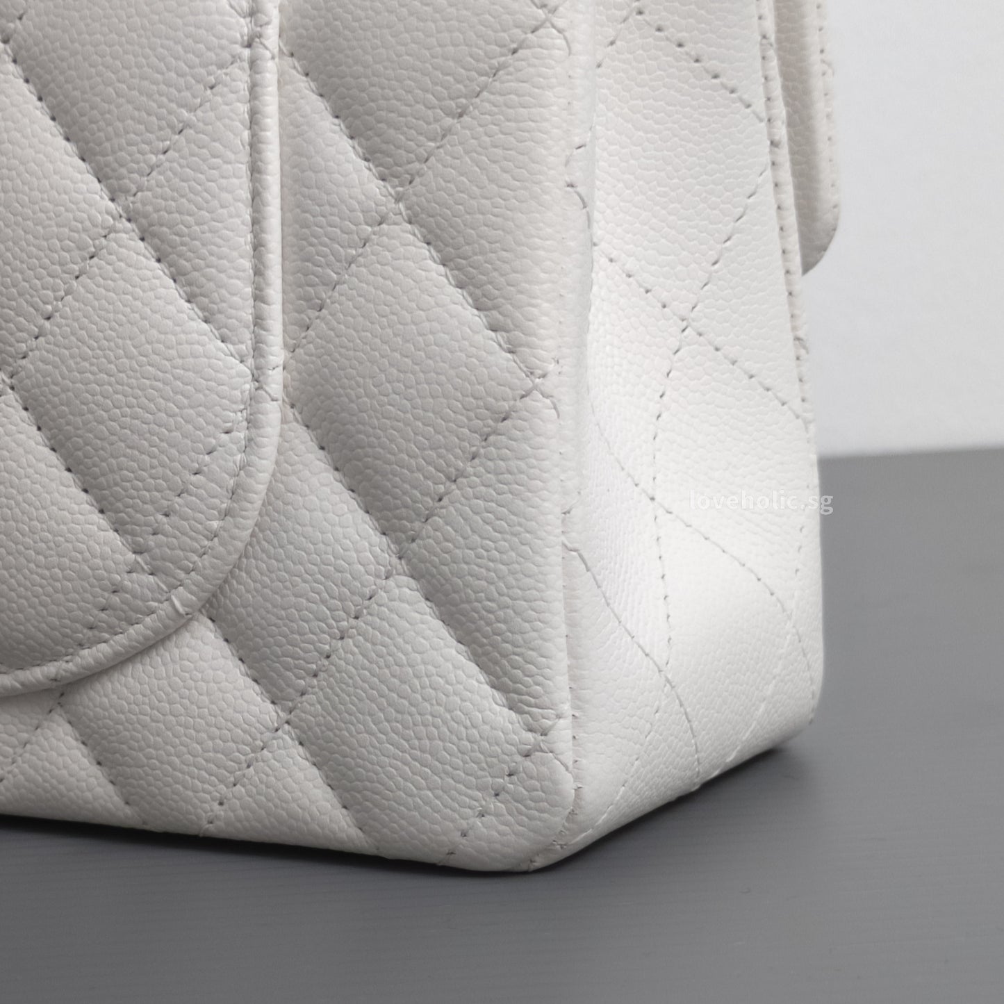 Classic Flap Small | White Caviar Light Gold Hardware