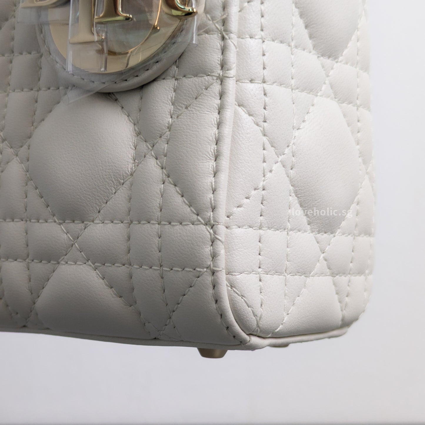 Dior Lady Dior Mini | Latte Lambskin Light Gold Hardware-details