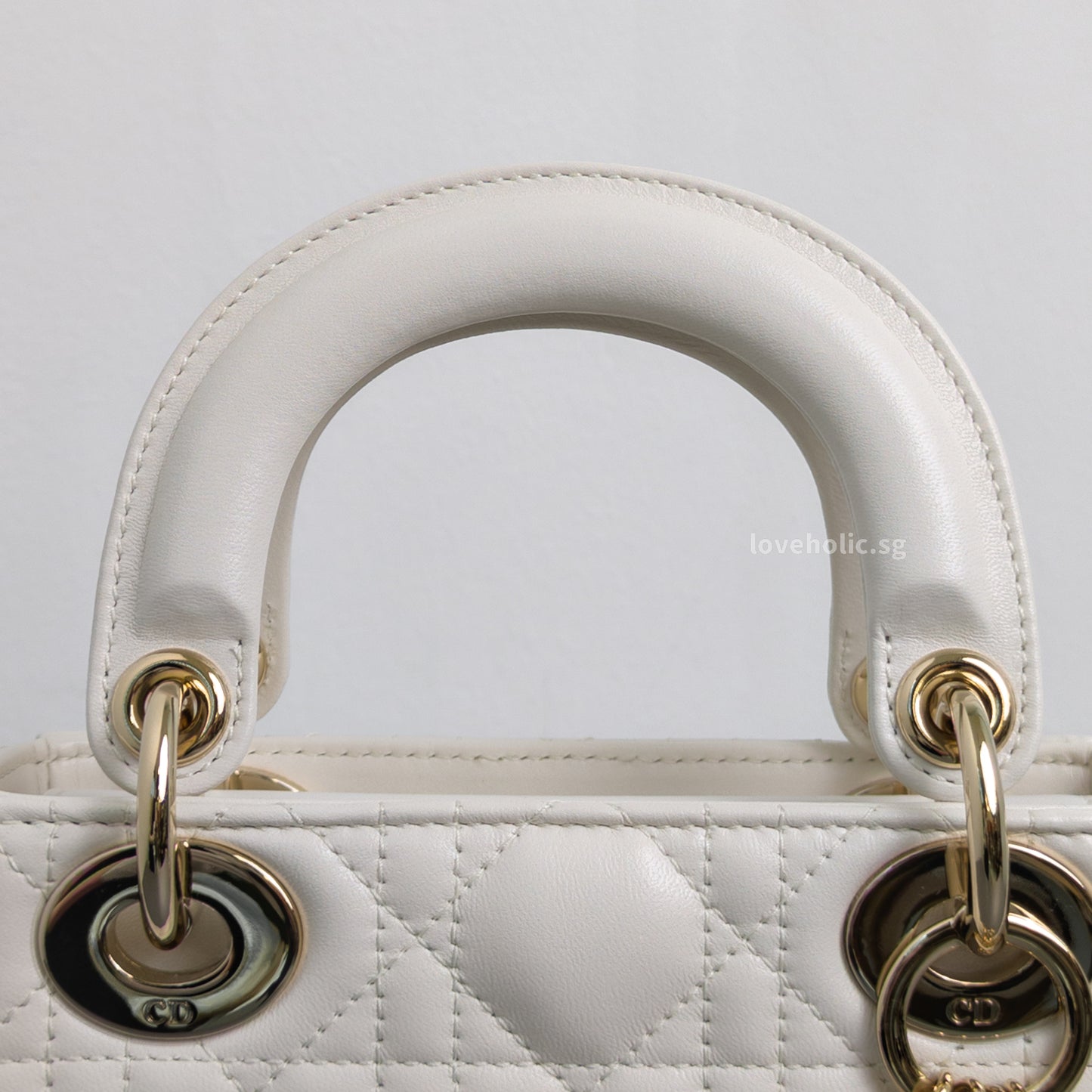 Dior Lady Dior Mini | Latte Lambskin Light Gold Hardware-details