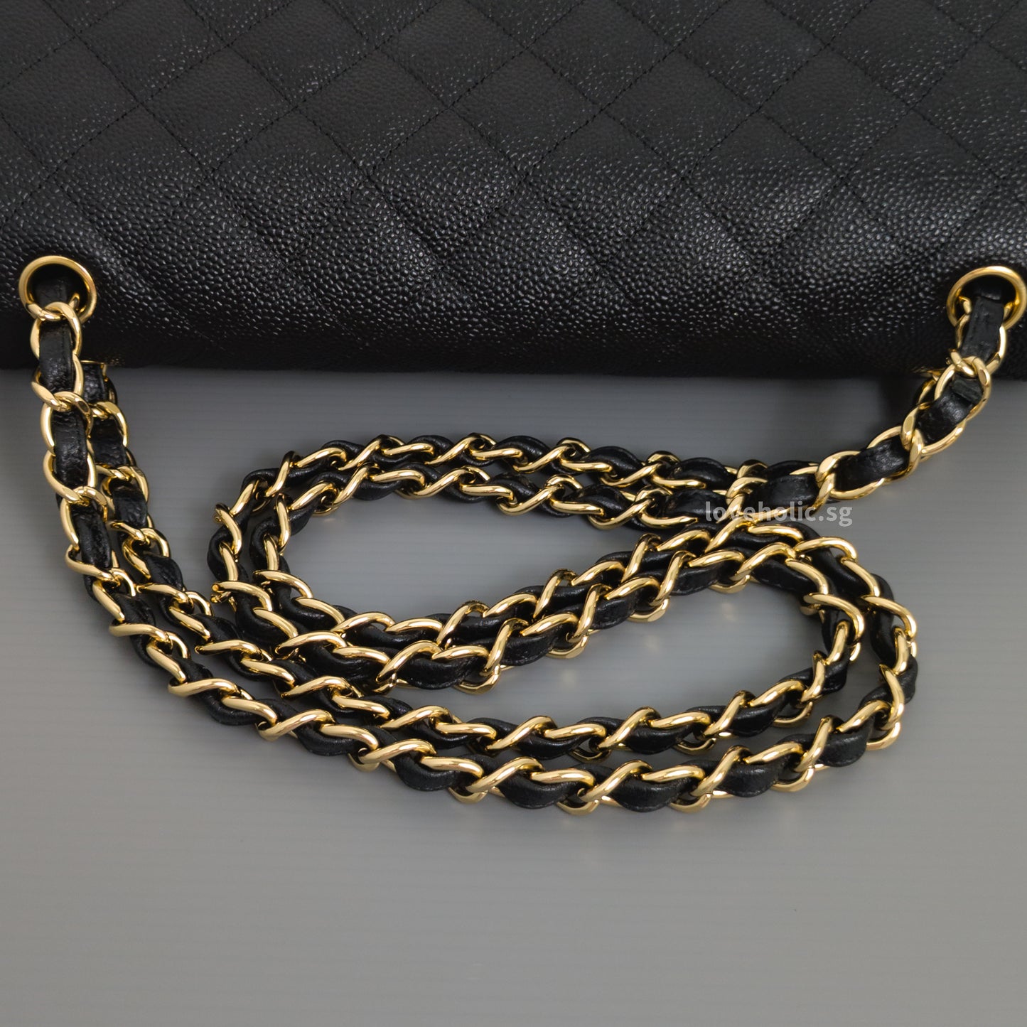 Chanel Classic Flap Jumbo | Black Caviar Gold Hardware-details