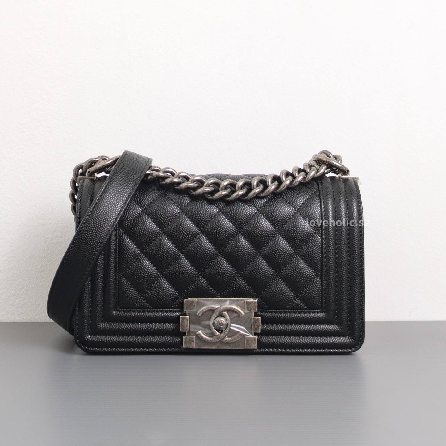 Chanel Boy Small | Black Caviar Ruthenium Hardware-front1