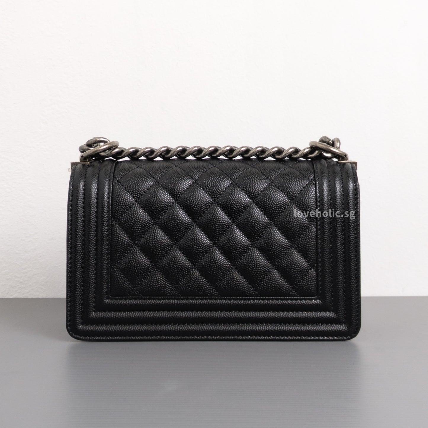 Chanel Boy Small | Black Caviar Ruthenium Hardware-back