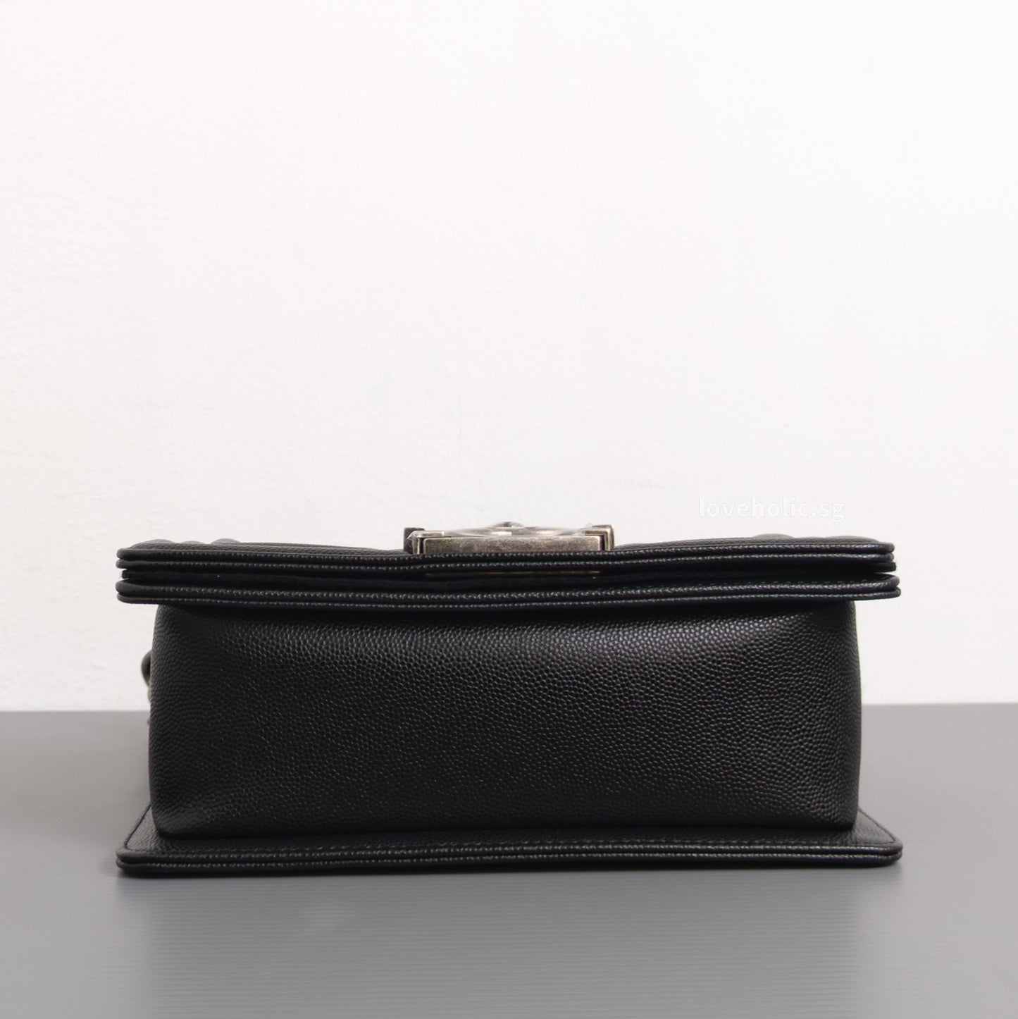 Chanel Boy Small | Black Caviar Ruthenium Hardware-details
