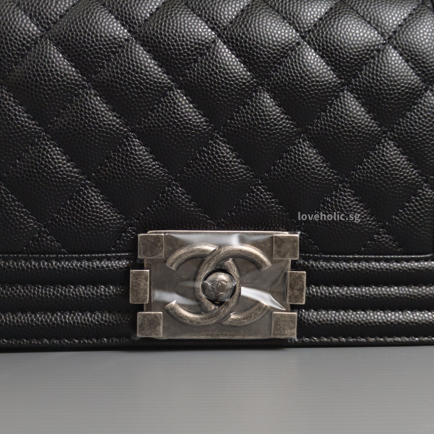 Chanel Boy Small | Black Caviar Ruthenium Hardware-details