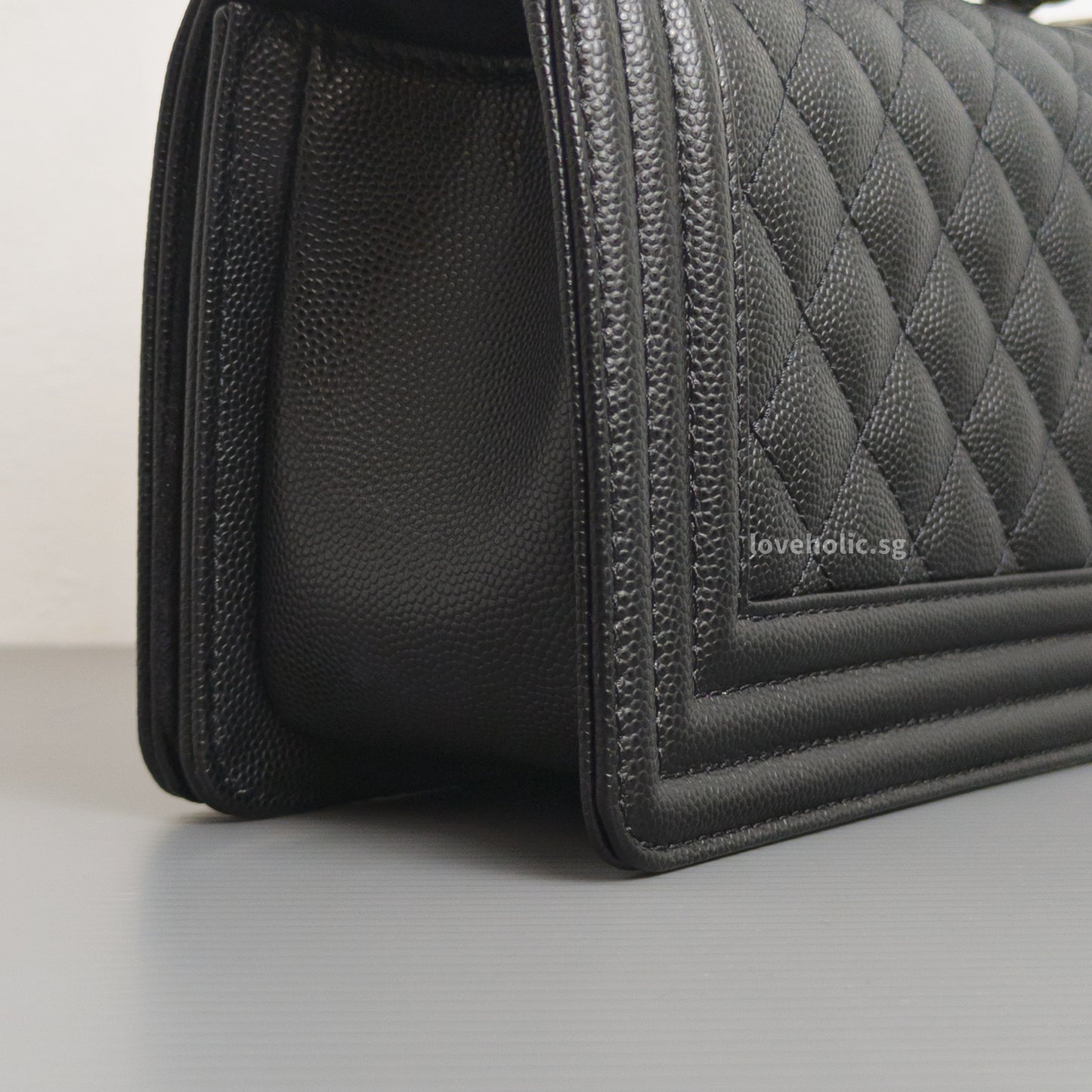 Chanel Boy Small | Black Caviar Ruthenium Hardware-details