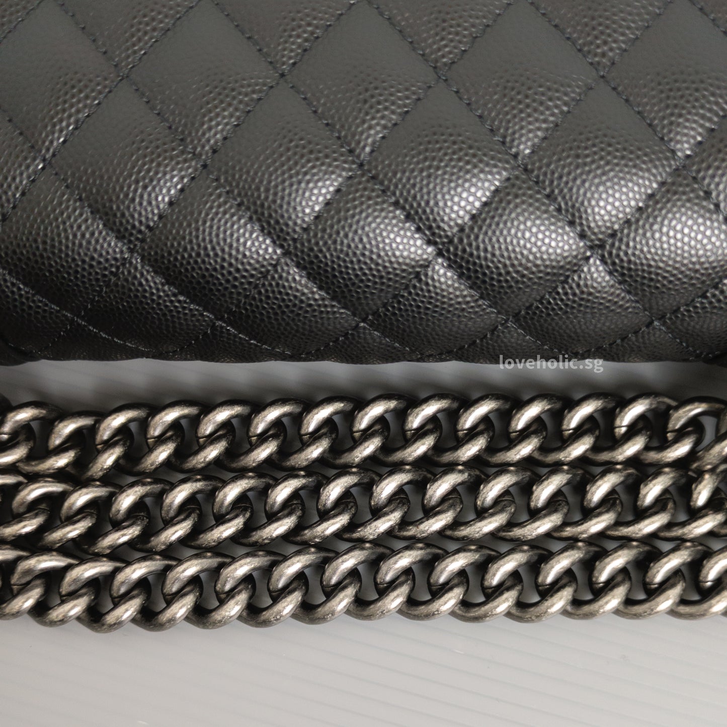 Chanel Boy Small | Black Caviar Ruthenium Hardware-details